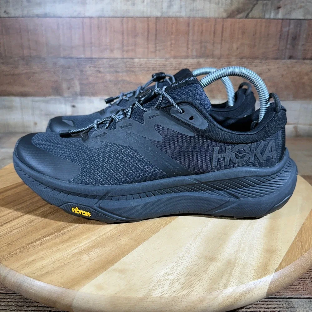 Hoka Sneakers Women 9 Black Shoes Transport 1123154 BBLC Cordura Vibram Low Top